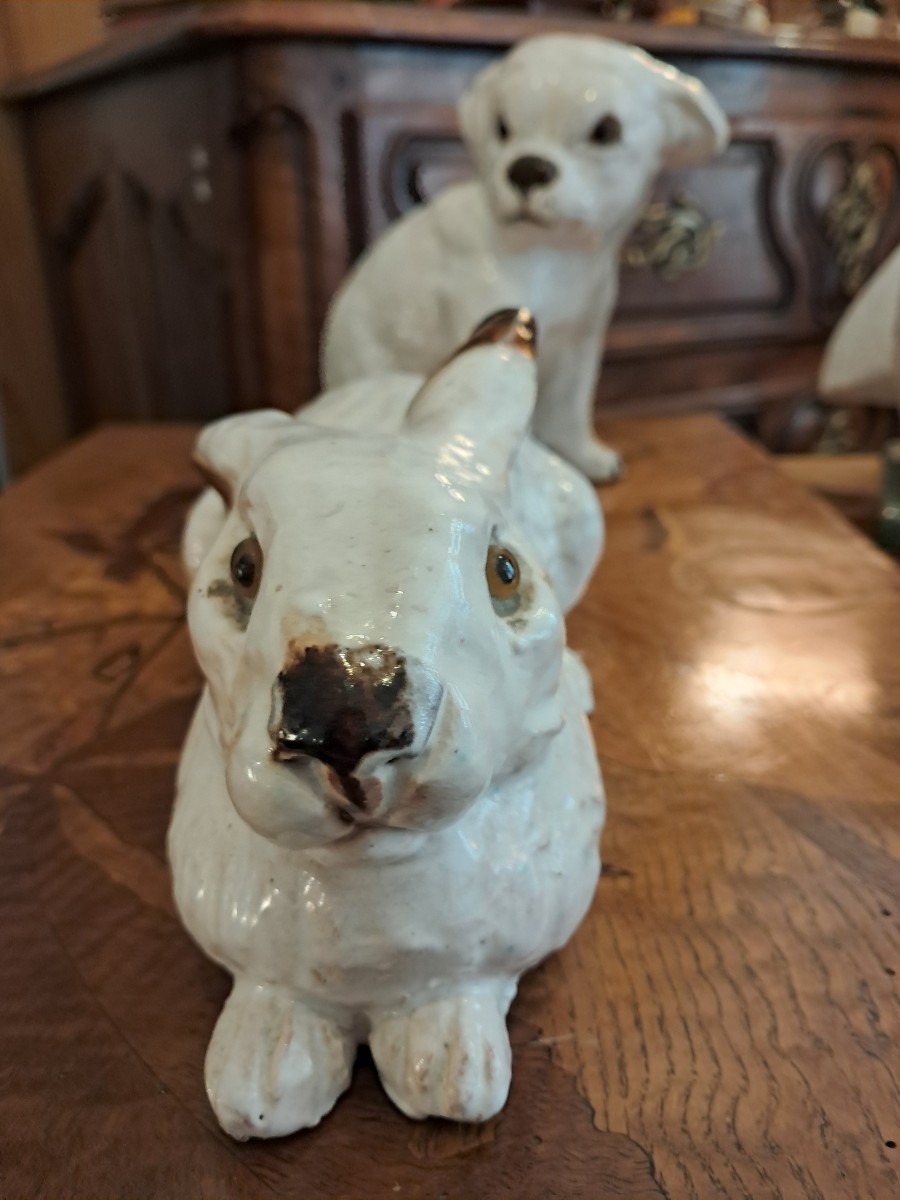 Lapin en terre cuite émaillée  fabrique de bavent -photo-2