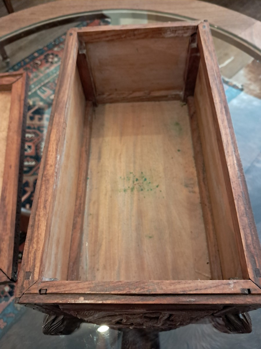 Grand coffret en cèdre travail chine ancien-photo-3