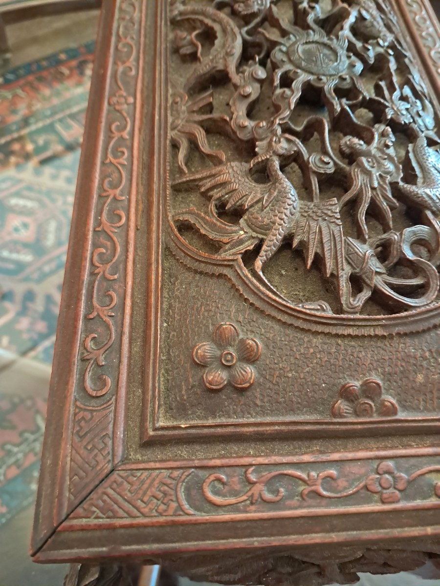 Grand coffret en cèdre travail chine ancien-photo-1