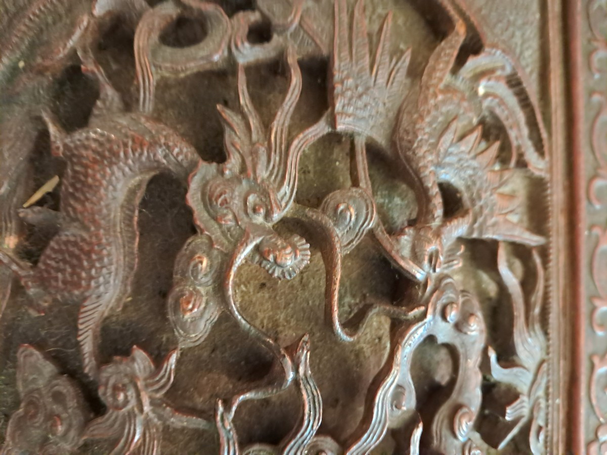 Grand coffret en cèdre travail chine ancien-photo-2