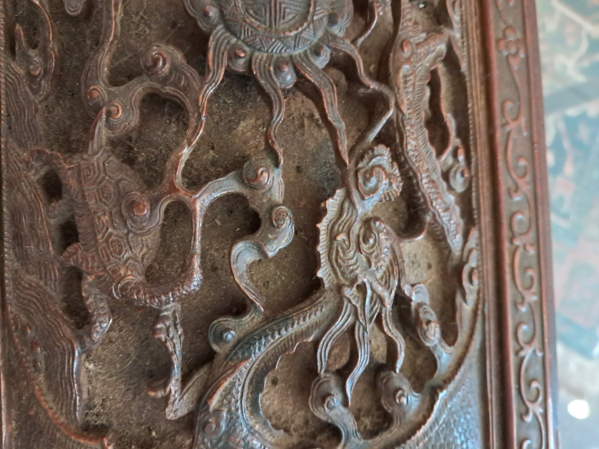 Grand coffret en cèdre travail chine ancien-photo-3