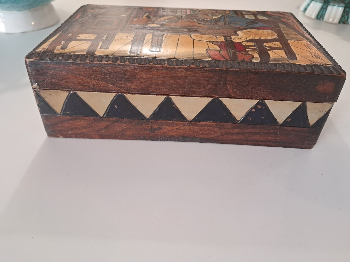 Breton Box Painted By Paul Fouillen Quimper-photo-3