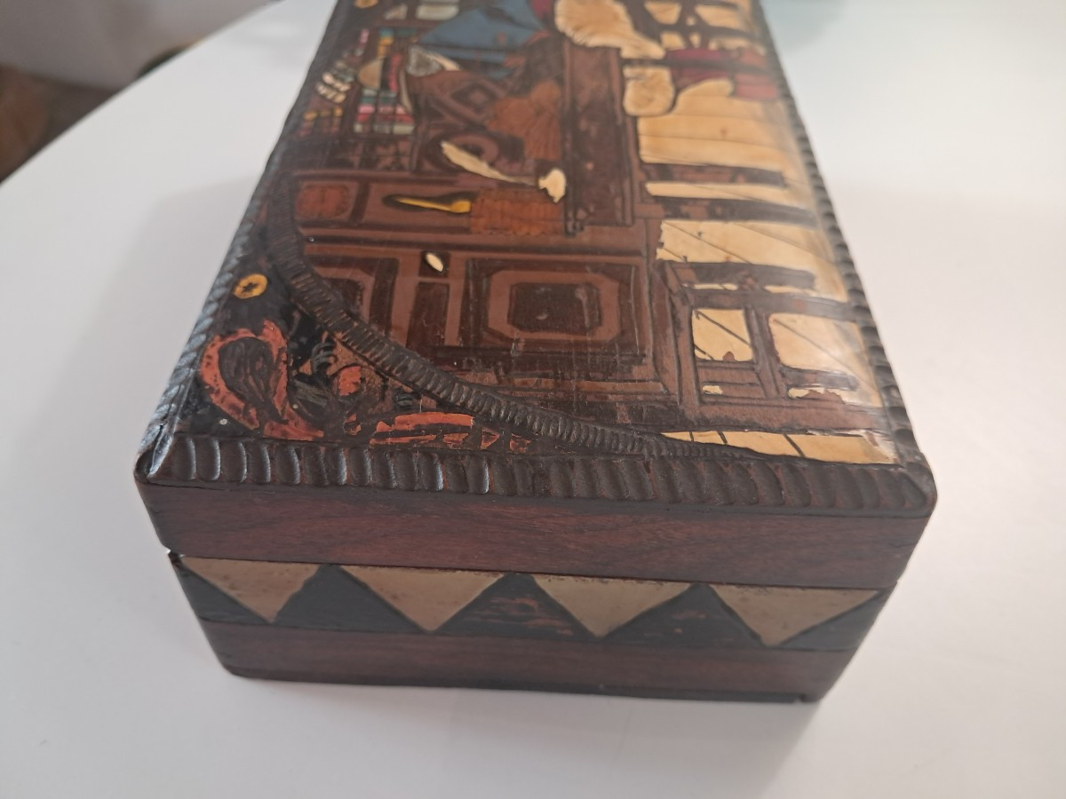 Breton Box Painted By Paul Fouillen Quimper-photo-4