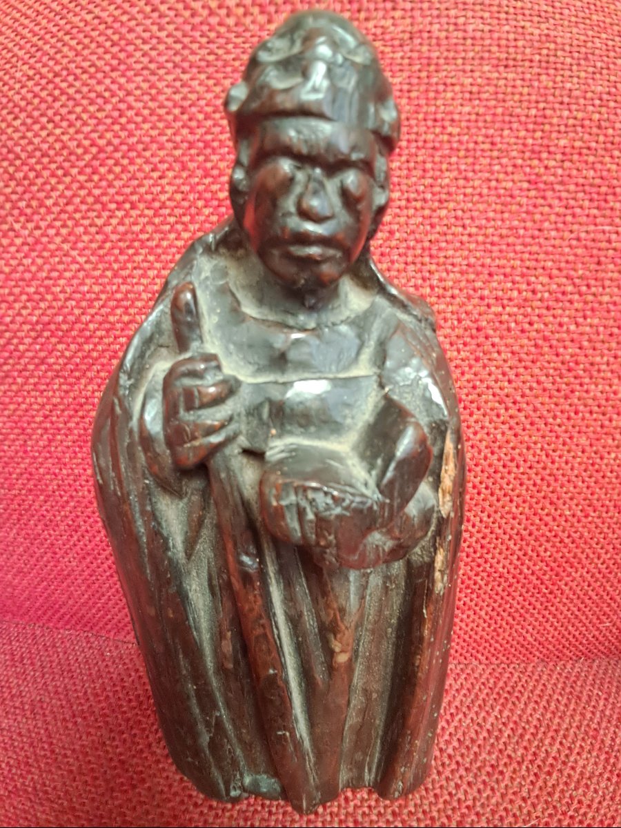 Statue religieuse pelerin en bois 18 eme-photo-4