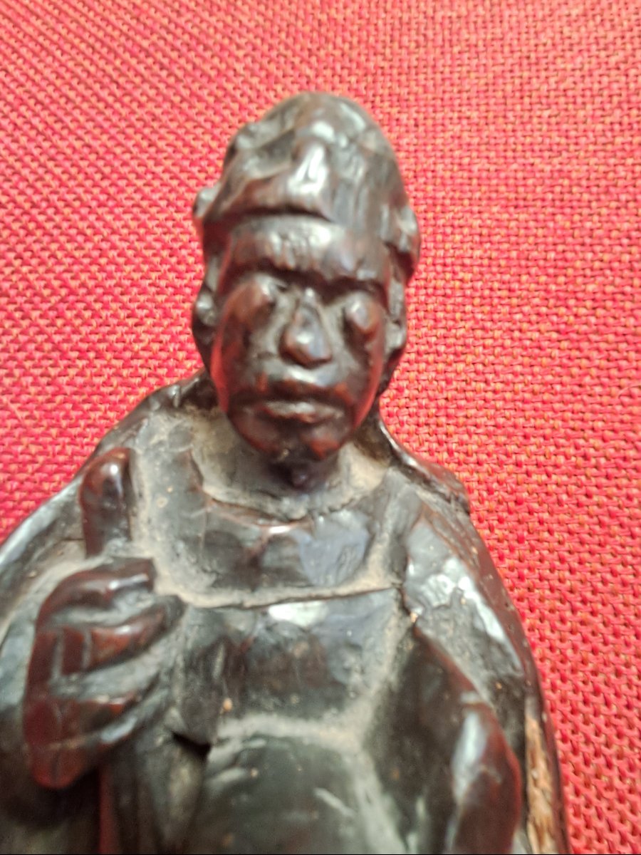 Statue religieuse pelerin en bois 18 eme-photo-1