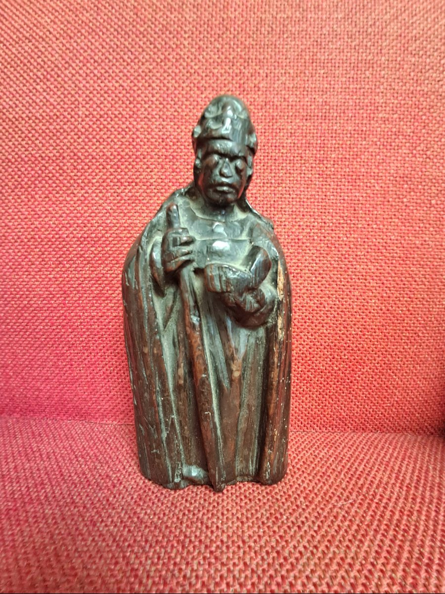 Statue religieuse pelerin en bois 18 eme