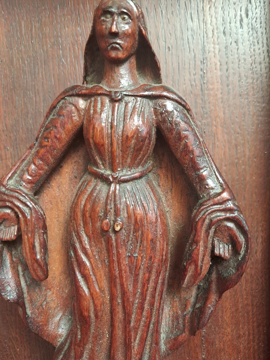 Wooden Sculpture Depicting Eve And The Serpent.-photo-2