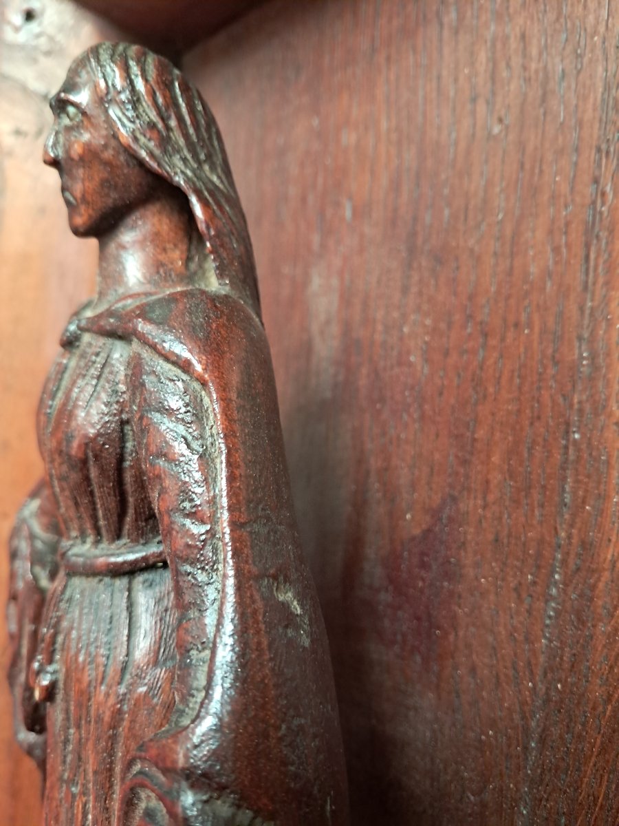 Wooden Sculpture Depicting Eve And The Serpent.-photo-3