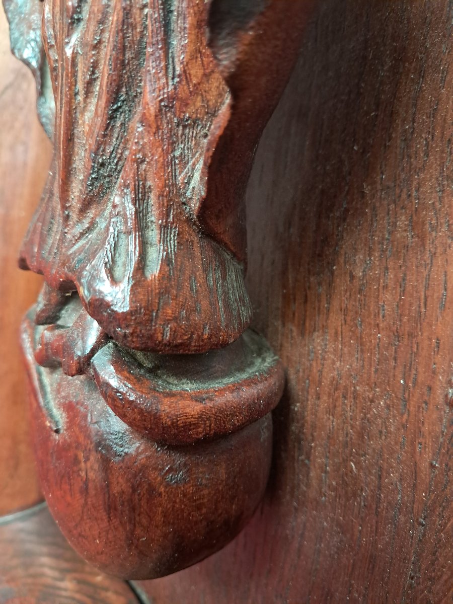 Wooden Sculpture Depicting Eve And The Serpent.-photo-3