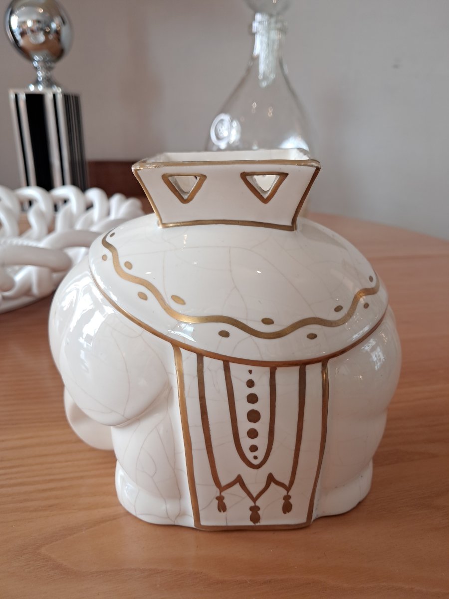 Elephant faience craquelé art deco.primavera