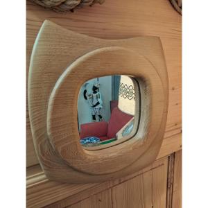 Free-form Mirror In Solid Wood, 1960