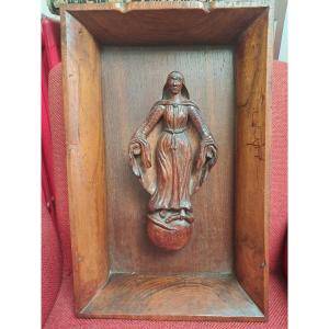 Wooden Sculpture Depicting Eve And The Serpent.