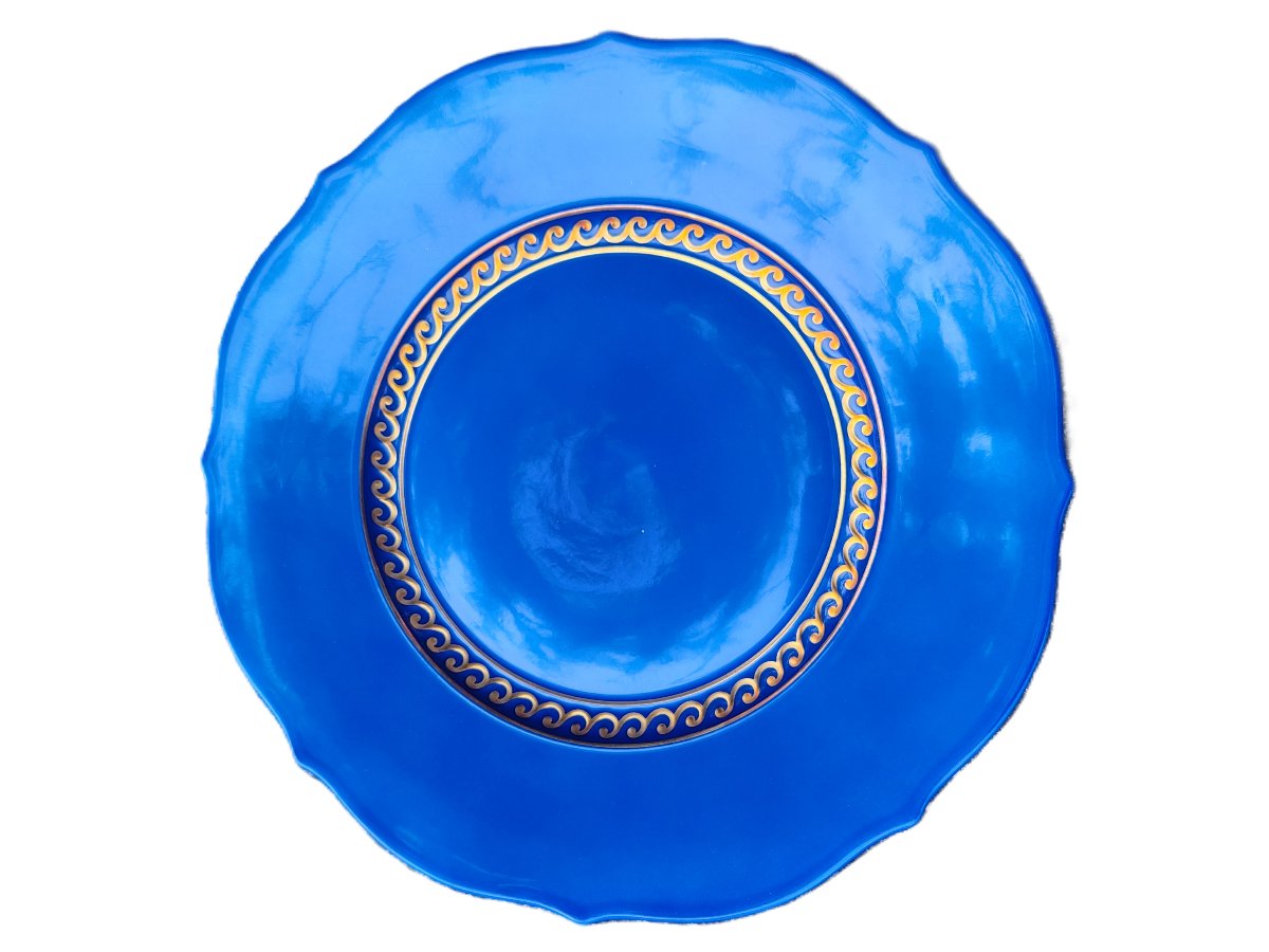 Richard Ginori Assiettes (série de 8) conçu par Claudio La Viola Amadeus blue vers 1990