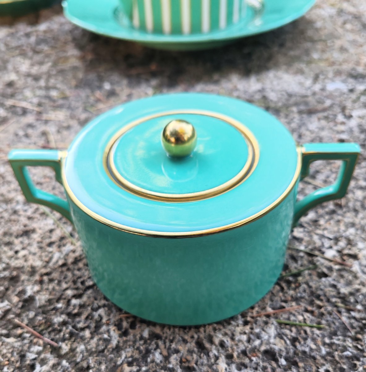 Richard Ginori Tea And Coffee Set Designed By Claudio La Viola, "amadeus Green," Circa 1990-photo-3