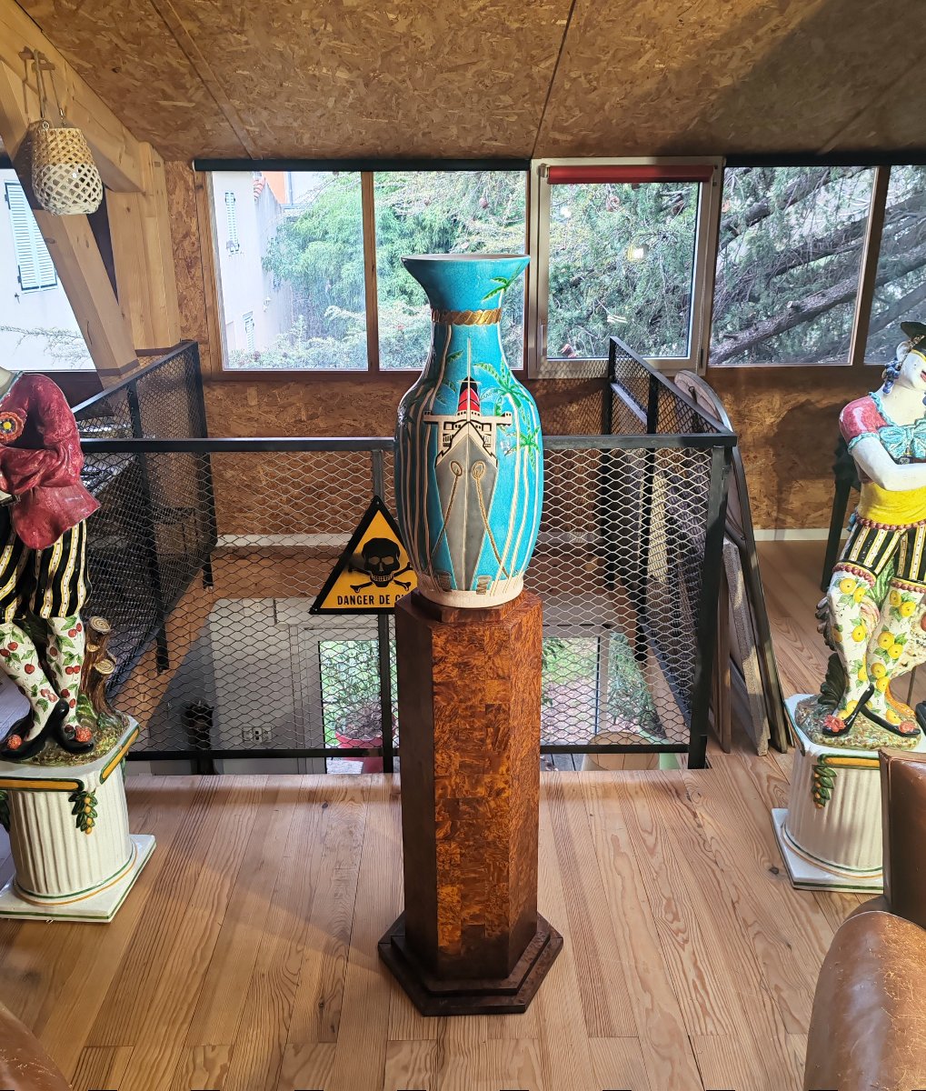 Danillo Curetti “longwy”  An Exceptional Baluster-shaped Vase Made Of Glazed Earthenware “miami Mon-photo-2