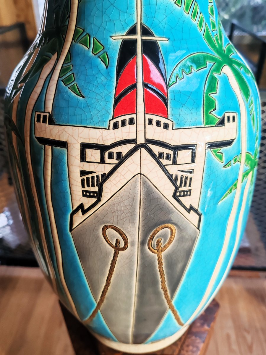 Danillo Curetti “longwy”  An Exceptional Baluster-shaped Vase Made Of Glazed Earthenware “miami Mon-photo-2