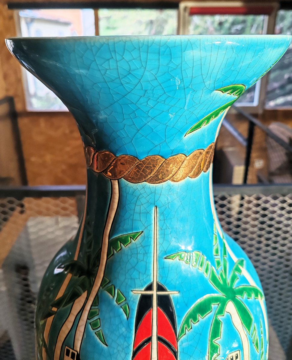 Danillo Curetti “longwy”  An Exceptional Baluster-shaped Vase Made Of Glazed Earthenware “miami Mon-photo-3