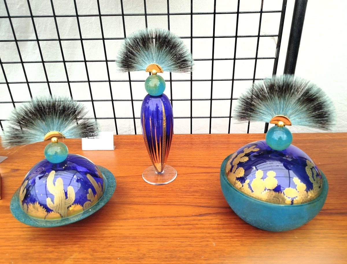 Daum Frères  Hilton Mcconnico “les Nuits Mexicaines” (three Pieces), Circa 1970