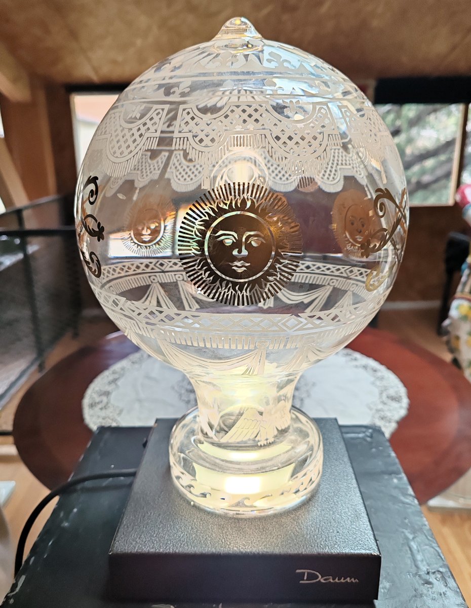 Lampe Montgolfière en cristal émail et or par Xavier Froissard pour Daum en 1989-photo-4