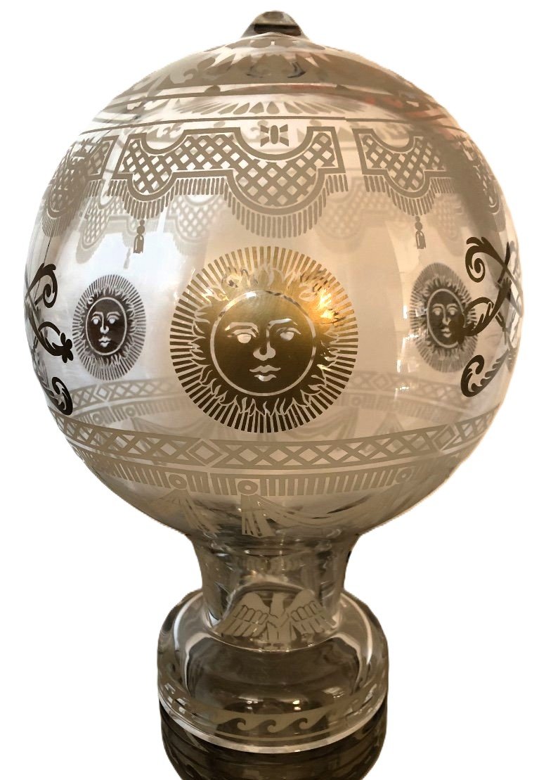 Lampe Montgolfière en cristal émail et or par Xavier Froissard pour Daum en 1989-photo-2