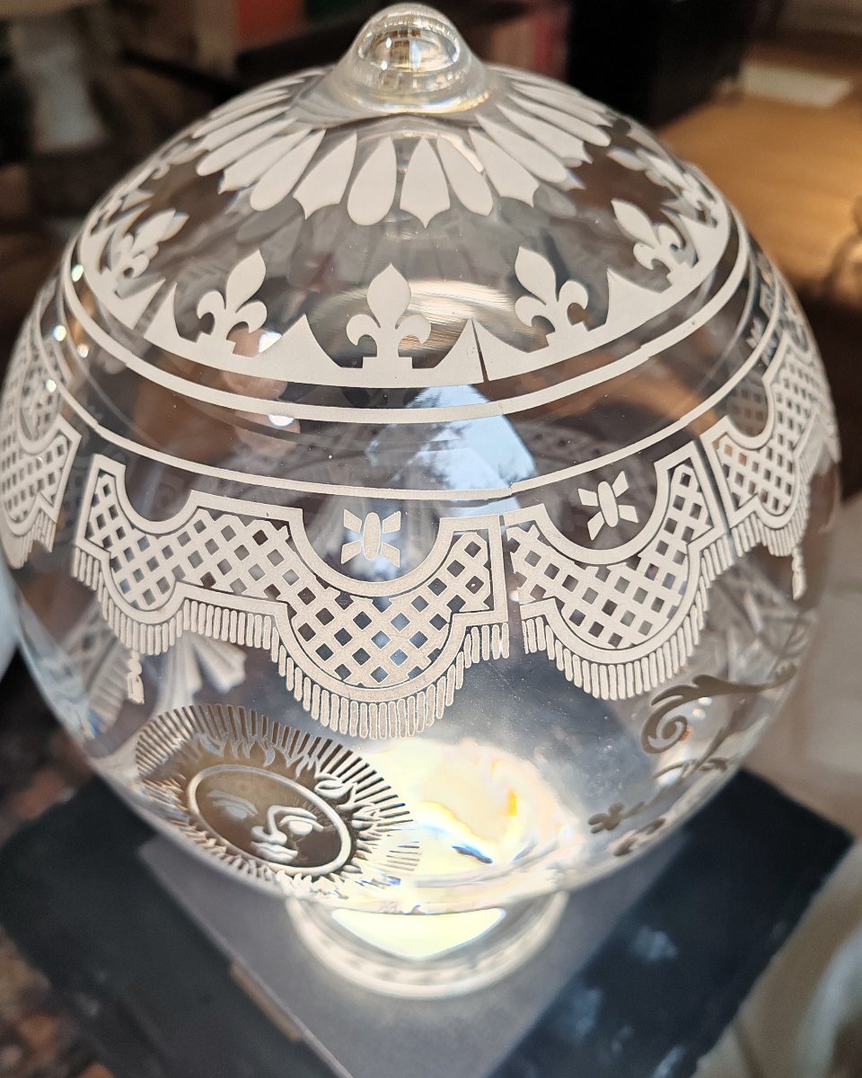 Lampe Montgolfière en cristal émail et or par Xavier Froissard pour Daum en 1989-photo-1
