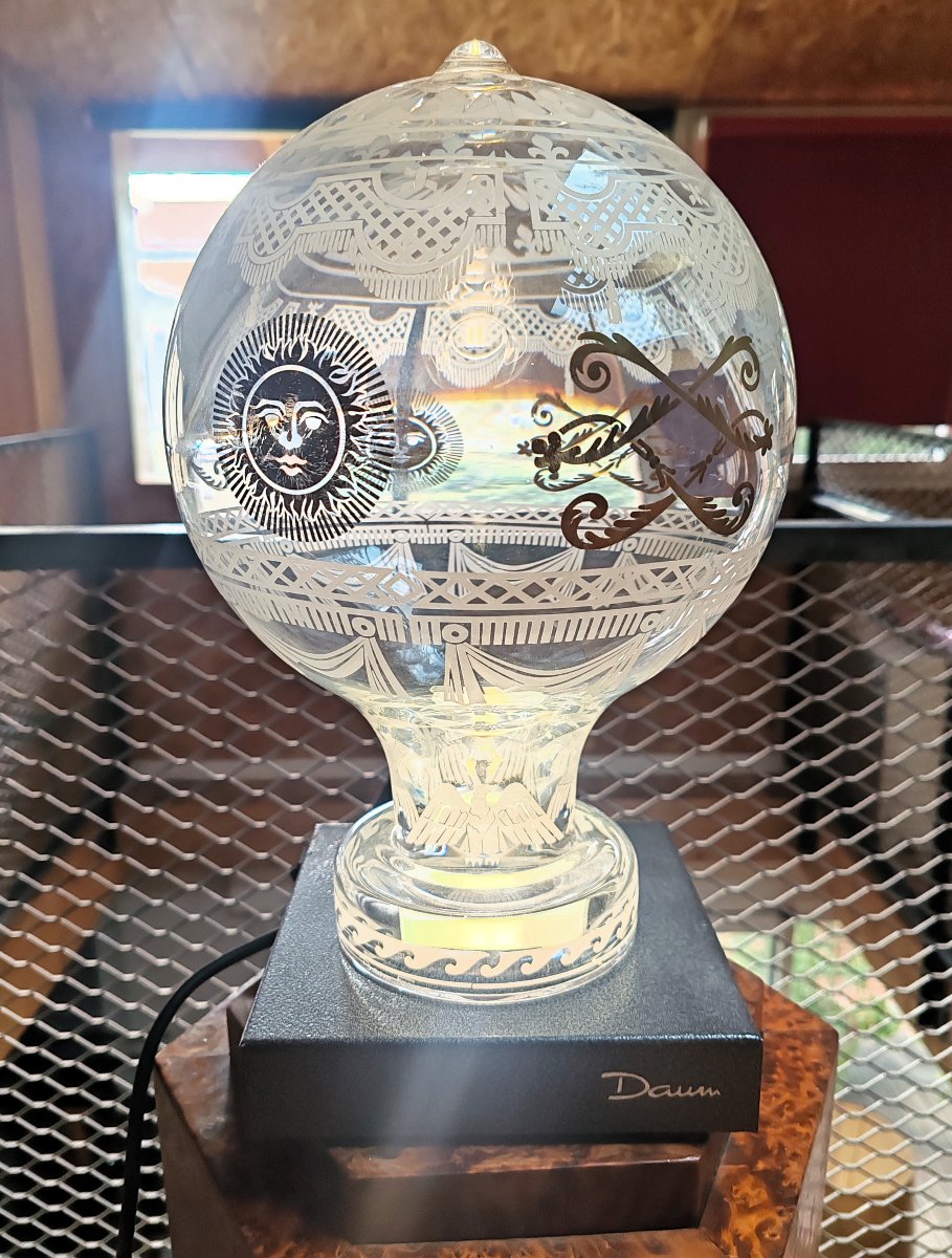 Lampe Montgolfière en cristal émail et or par Xavier Froissard pour Daum en 1989