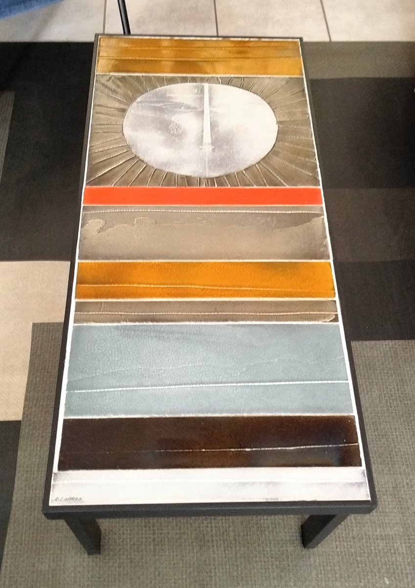 "soleil" Ceramic Coffee Table By Roger Capron, Pm, 20th Century-photo-2