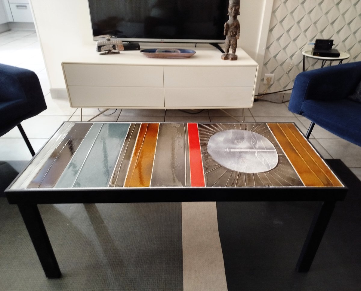 "soleil" Ceramic Coffee Table By Roger Capron, Pm, 20th Century-photo-5