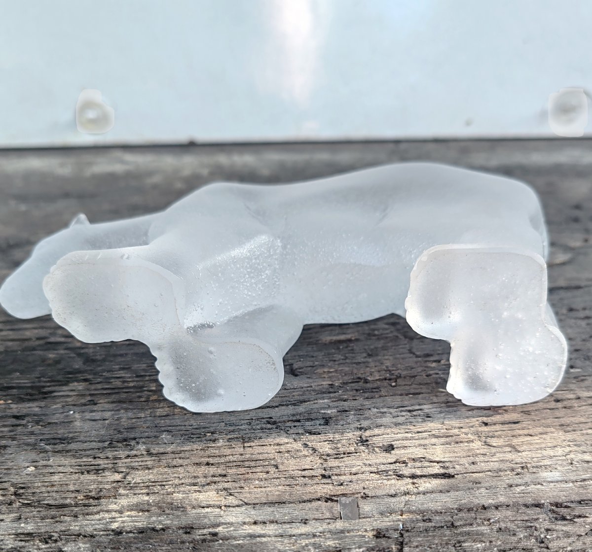 DAUM FRANCE OURS POLAIRE EN PATE DE VERRE DEPOLI XX ème-photo-4