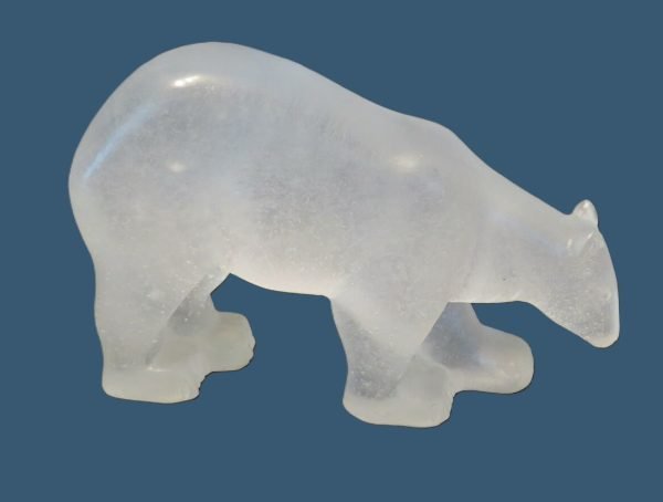 DAUM FRANCE OURS POLAIRE EN PATE DE VERRE DEPOLI XX ème