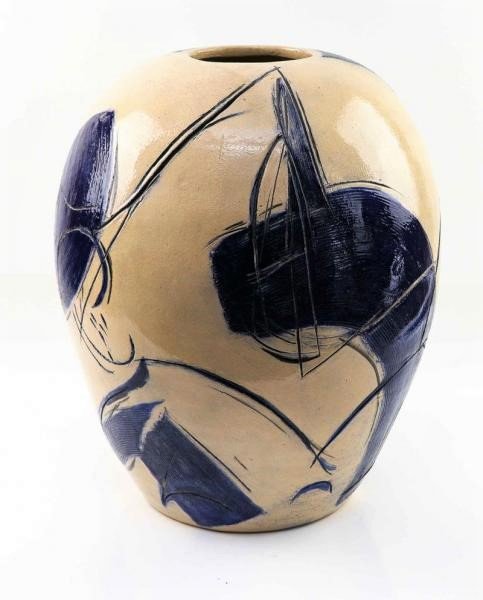 Jean MIOTTE (1926-2016) Grand pot en céramique émaillée Composition en bleu XX -ème-photo-3