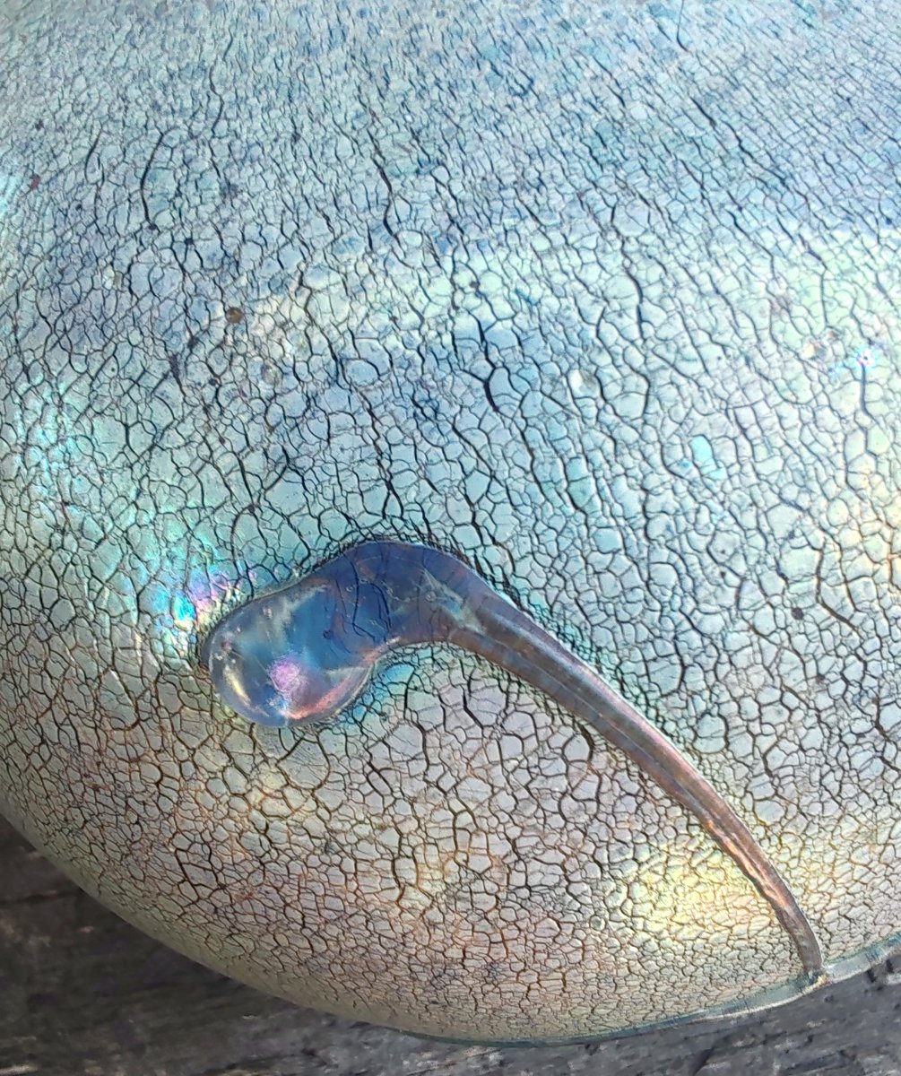 Jean Claude Novaro Vase Boule en Verre Soufflé Reflets irisés « 1983 »-photo-3