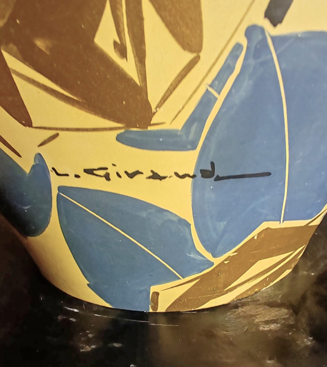 Louis Giraud: Very Large Ceramic Vase From The 1930s With A Ripolin-painted Design-photo-1