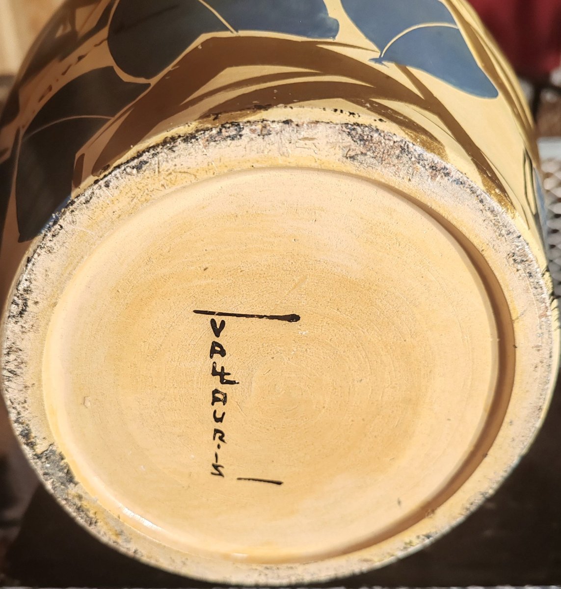 Louis Giraud: Very Large Ceramic Vase From The 1930s With A Ripolin-painted Design-photo-4