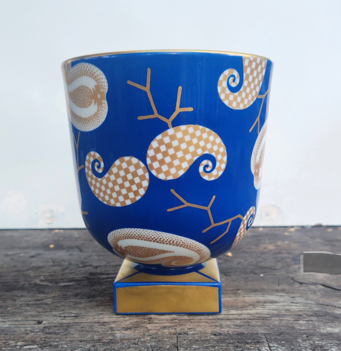 Richard-ginori / Claudio La Viola  Bowl-shaped Vase On A Pedestal, 1990s-photo-2