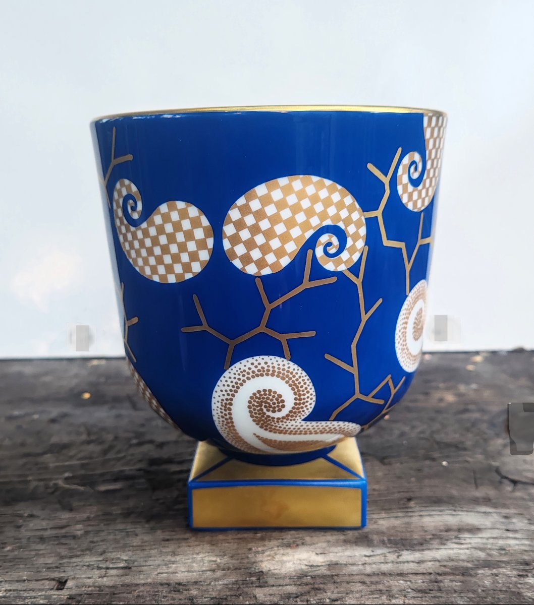Richard-ginori / Claudio La Viola  Bowl-shaped Vase On A Pedestal, 1990s-photo-3