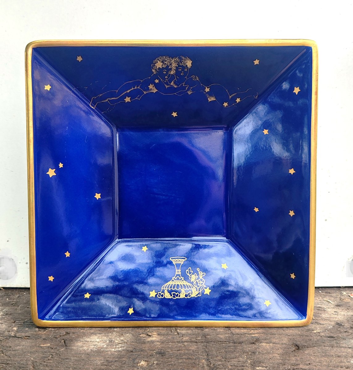 Richard Ginori / Claudio La Viola Square Porcelain Trays, Cobalt Blue, Circa 1990-photo-2