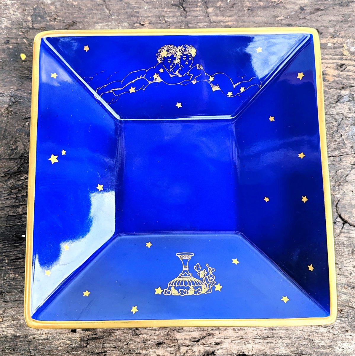 Richard Ginori / Claudio La Viola Square Porcelain Trays, Cobalt Blue, Circa 1990-photo-3