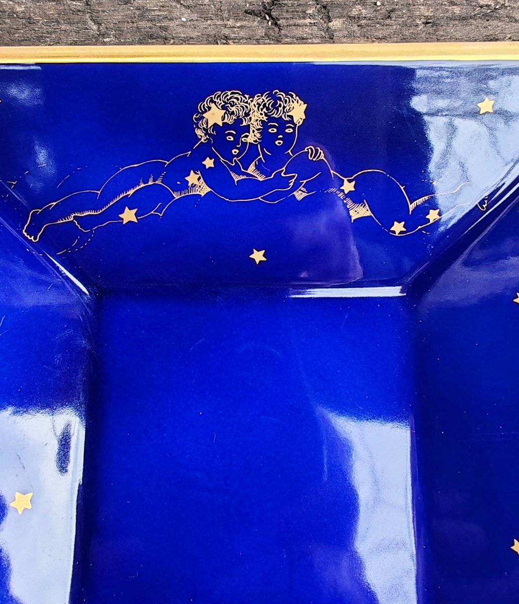 Richard Ginori / Claudio La Viola Square Porcelain Trays, Cobalt Blue, Circa 1990-photo-1