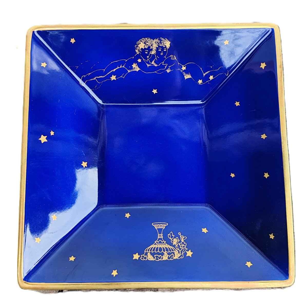 Richard Ginori / Claudio La Viola Square Porcelain Trays, Cobalt Blue, Circa 1990