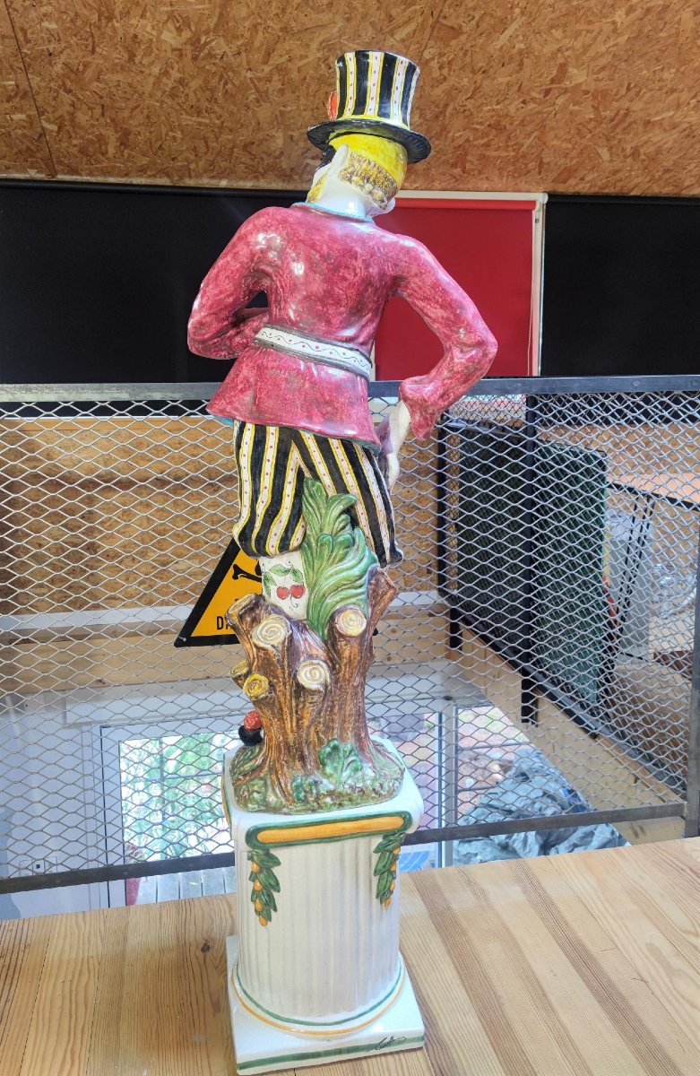 Paire de figurines d’arlequins en majolique italienne CECCARELLI  début du XXe siècle-photo-1