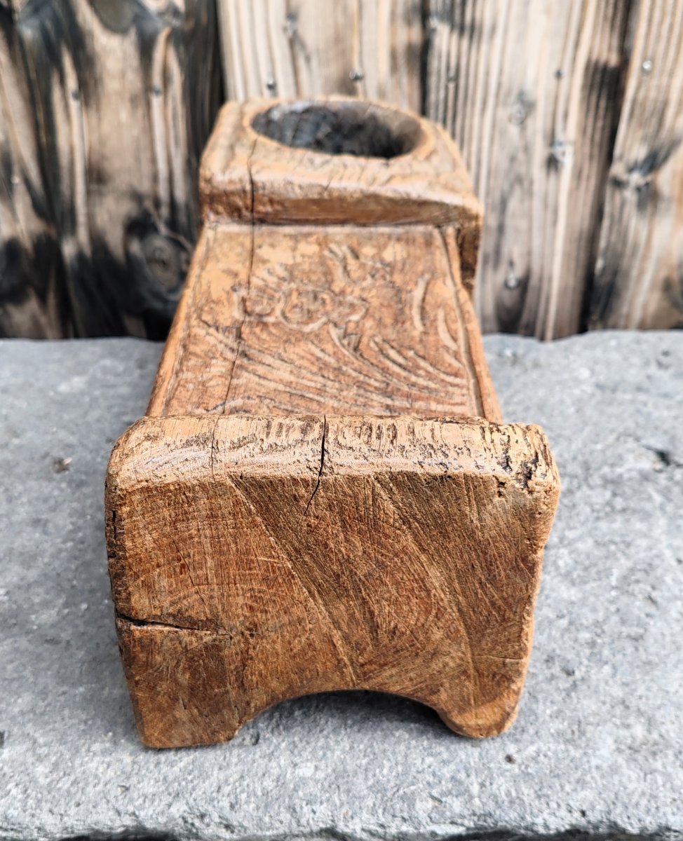 André POIRSON (1920-2003) sculpture en bois sculpté et creusé XX ème-photo-2