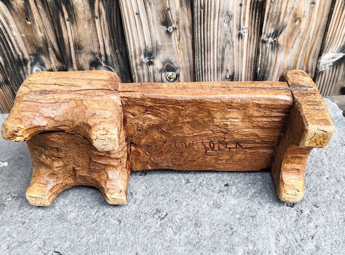 André POIRSON (1920-2003) sculpture en bois sculpté et creusé XX ème-photo-1