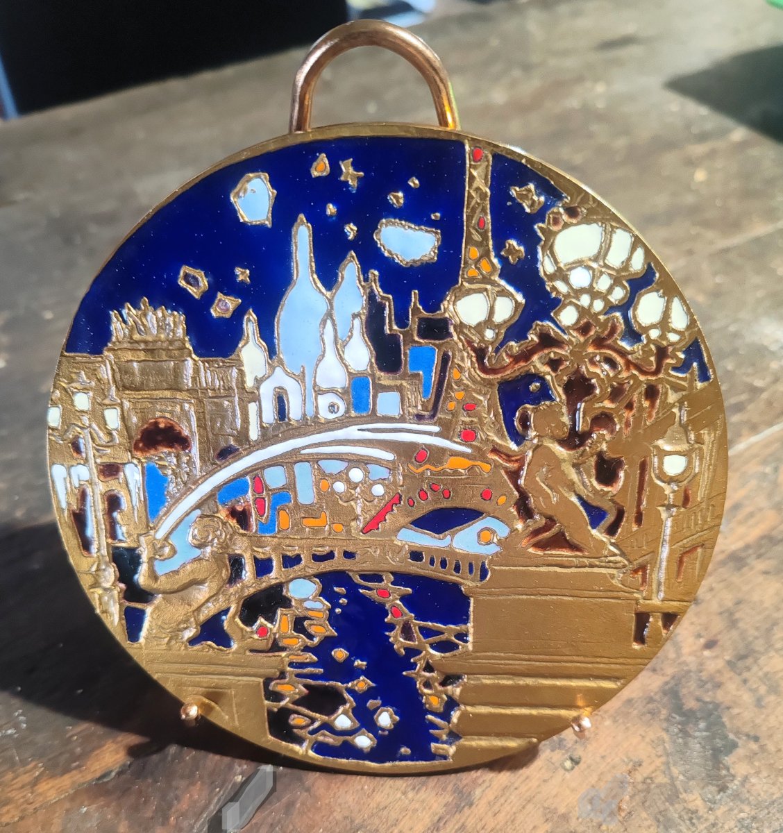 Médaille Bronze Émaillée Paris Nuit Et Jour Numéroté 223/250 Daniel Du Janerand