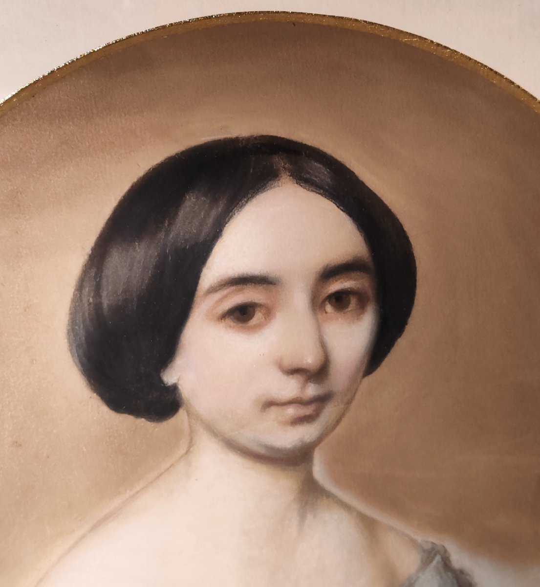 Pastel portrait de jeune femme « Lydie Bordery » par Benoit Blanc 1855-photo-3