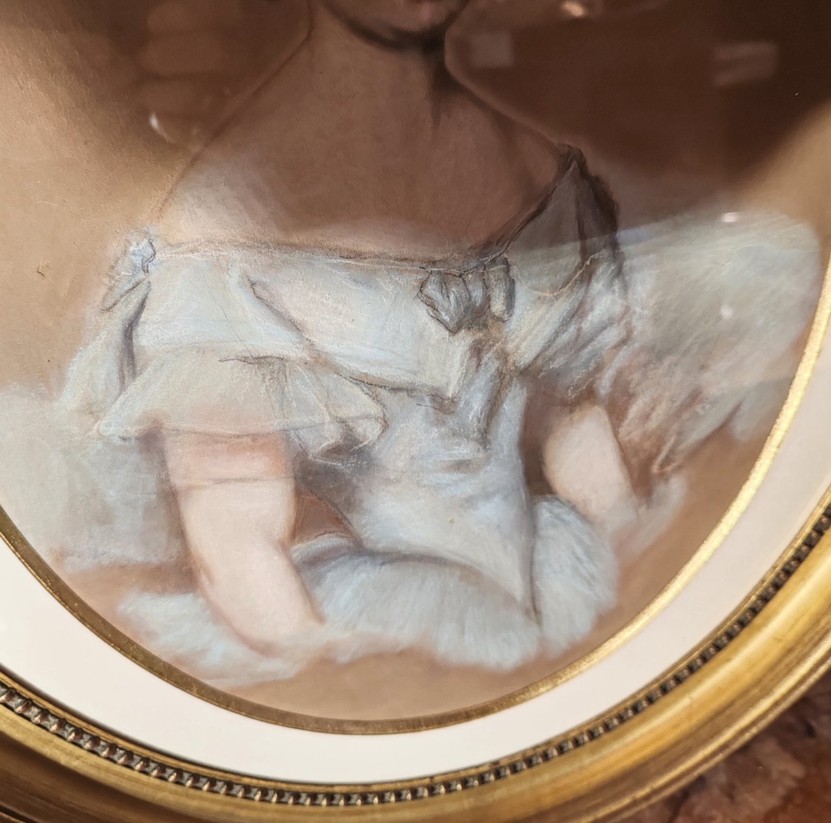 Pastel portrait de jeune femme « Lydie Bordery » par Benoit Blanc 1855-photo-4
