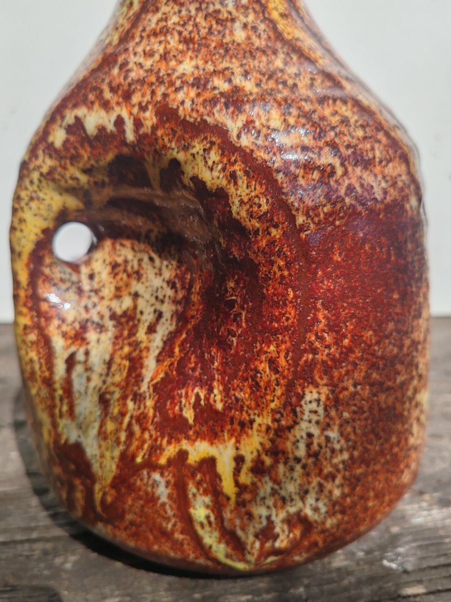 Accolay Potters: Large Pinched-ceramic Vase In A Brutalist Style, Vintage 1960s-photo-1