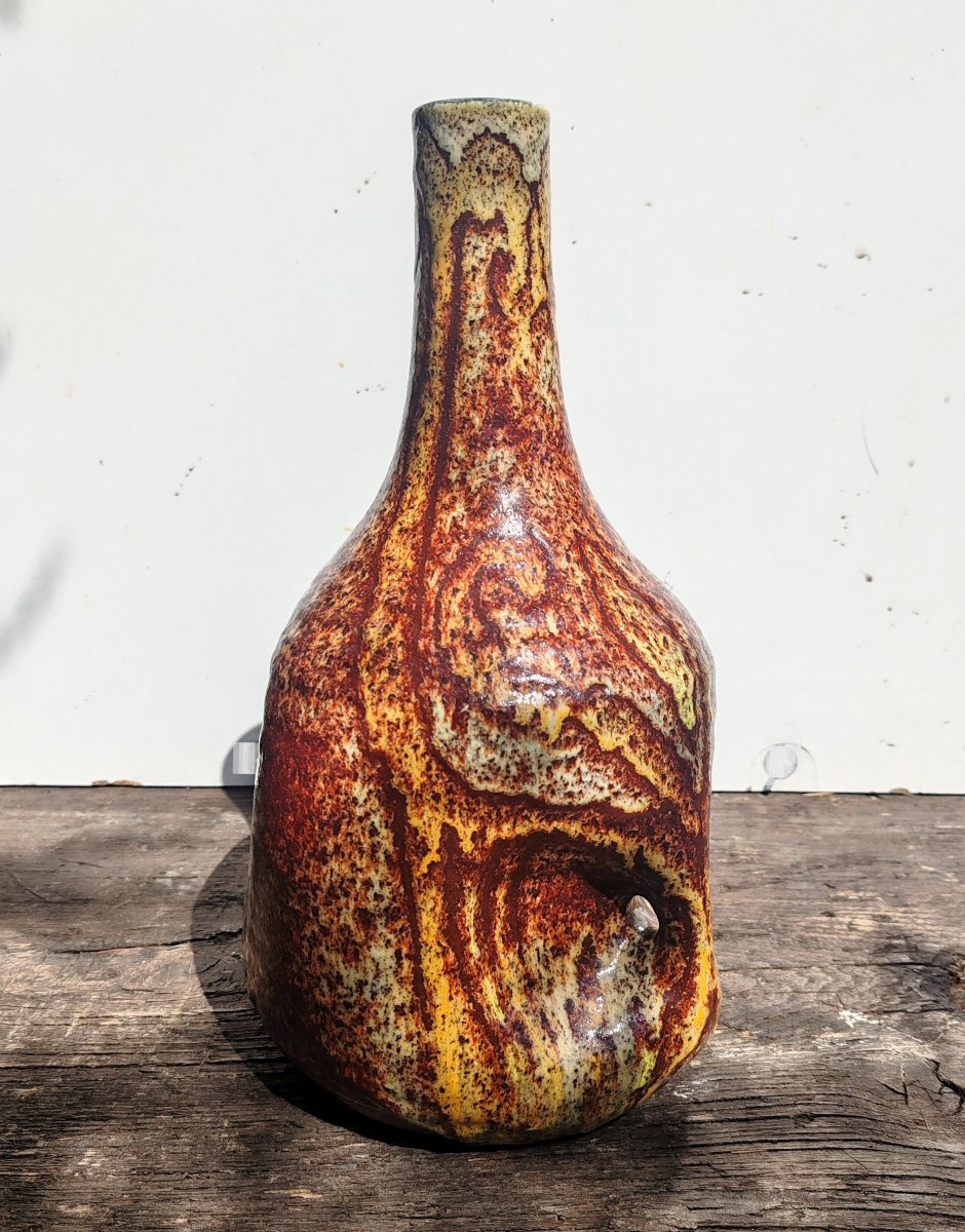 Accolay Potters: Large Pinched-ceramic Vase In A Brutalist Style, Vintage 1960s