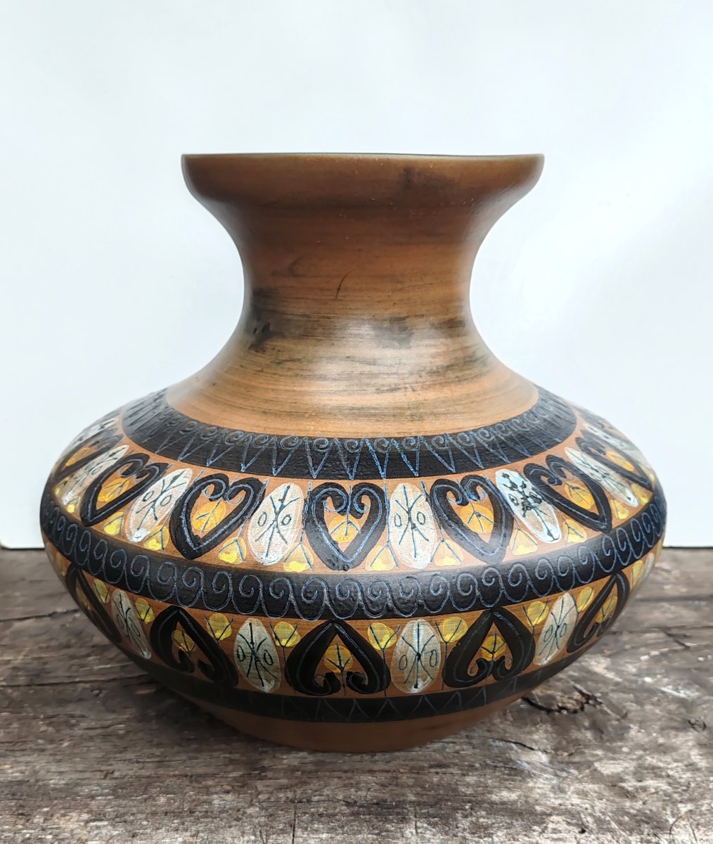 Jean De Lespinasse Large Ceramic Pitcher-shaped Vase Decorated With A Band Of Heart-shaped Friezes-photo-4
