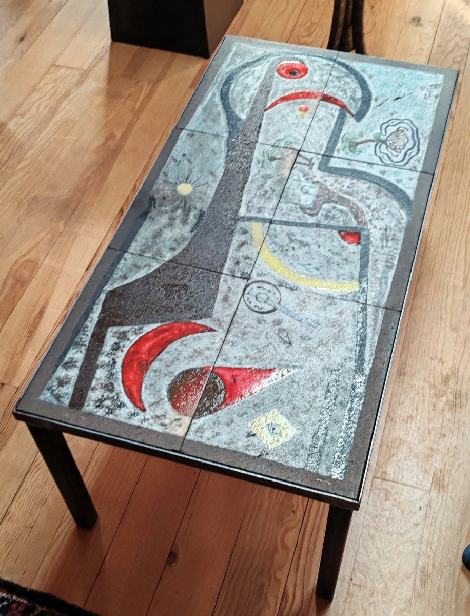1950s Glazed Lava Tile Coffee Table From Malaysia
